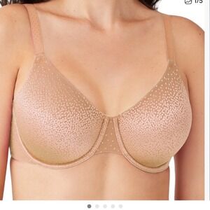 Wacoal 855303 Back Appeal Underwire Bra 42D Beige Dot Mesh